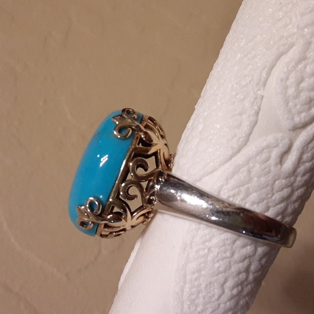 925 Genuine Turquoise, Gold over Sterling. FIRM. - Picture 7 of 16